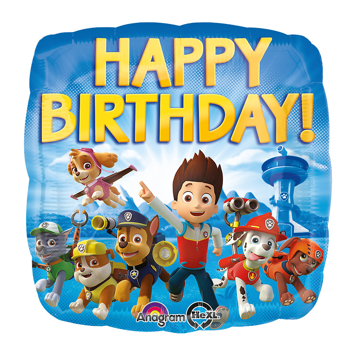 Folienballon PAW Patrol Happy Birthday, viereckig