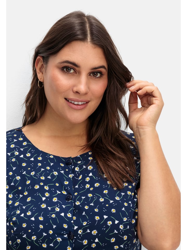 sheego Kleid in marine gemustert günstig kaufen