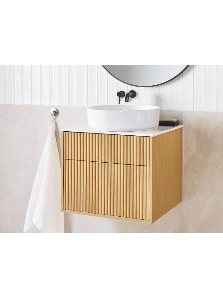 Beliani Badezimmerschrank BEXTI in Heller Holzfarbton/Weiß günstig kaufen onesize