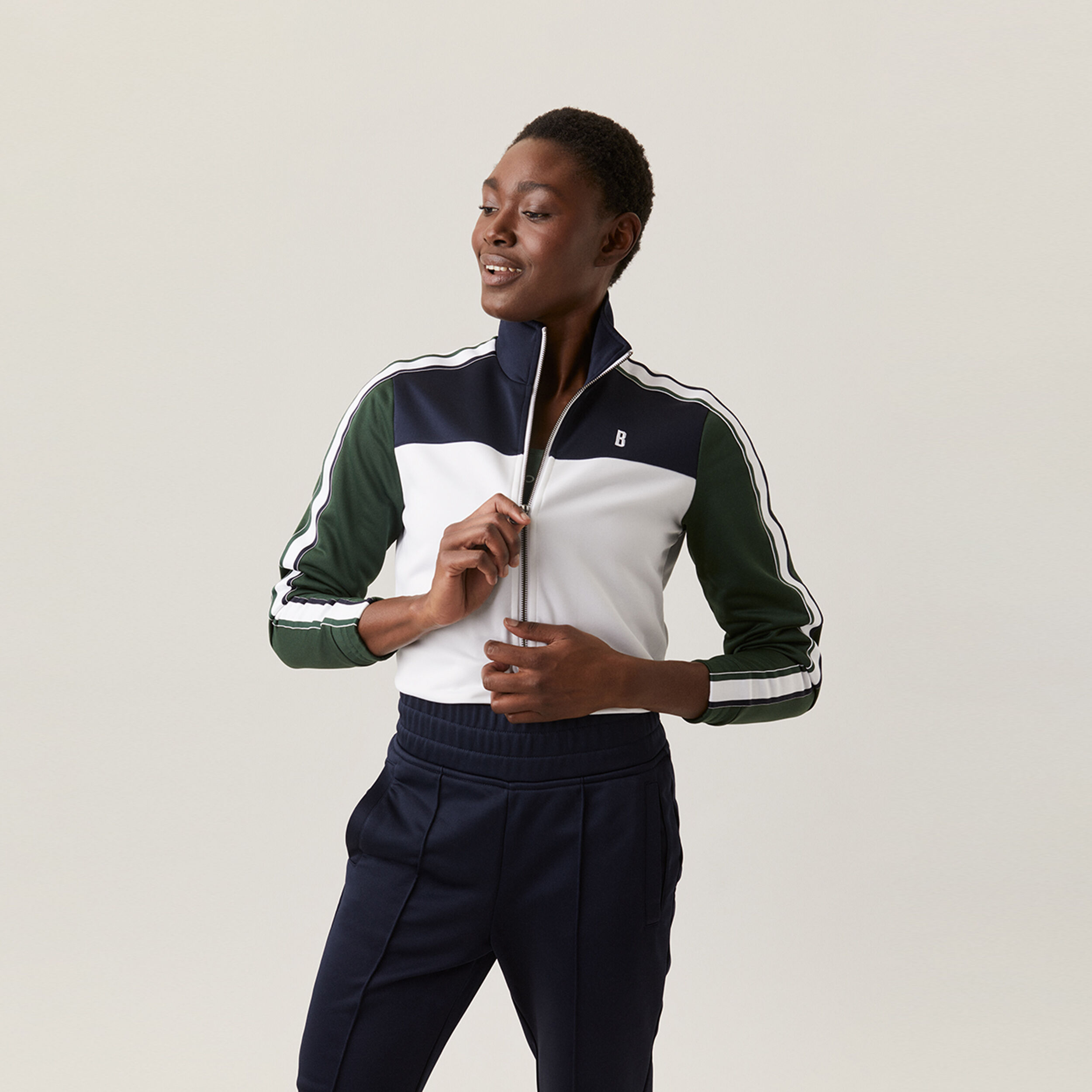 ACE Maggie Trainingsjacke Damen - Weiß, Dunkelgrün