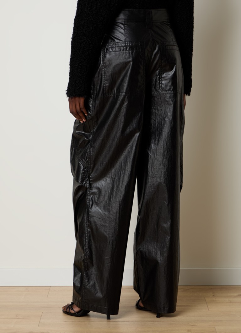 Pantaloni cargo a vita alta e gamba dritta Isabel Marant Divina in ecopelle
