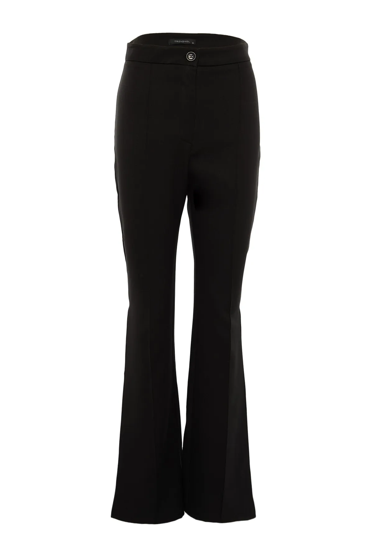 Trendyol Collection  Schwarze, gewebte Hose mit ausgestelltem Bein und hohem Bund und Schlitz TWOAW22PL0134