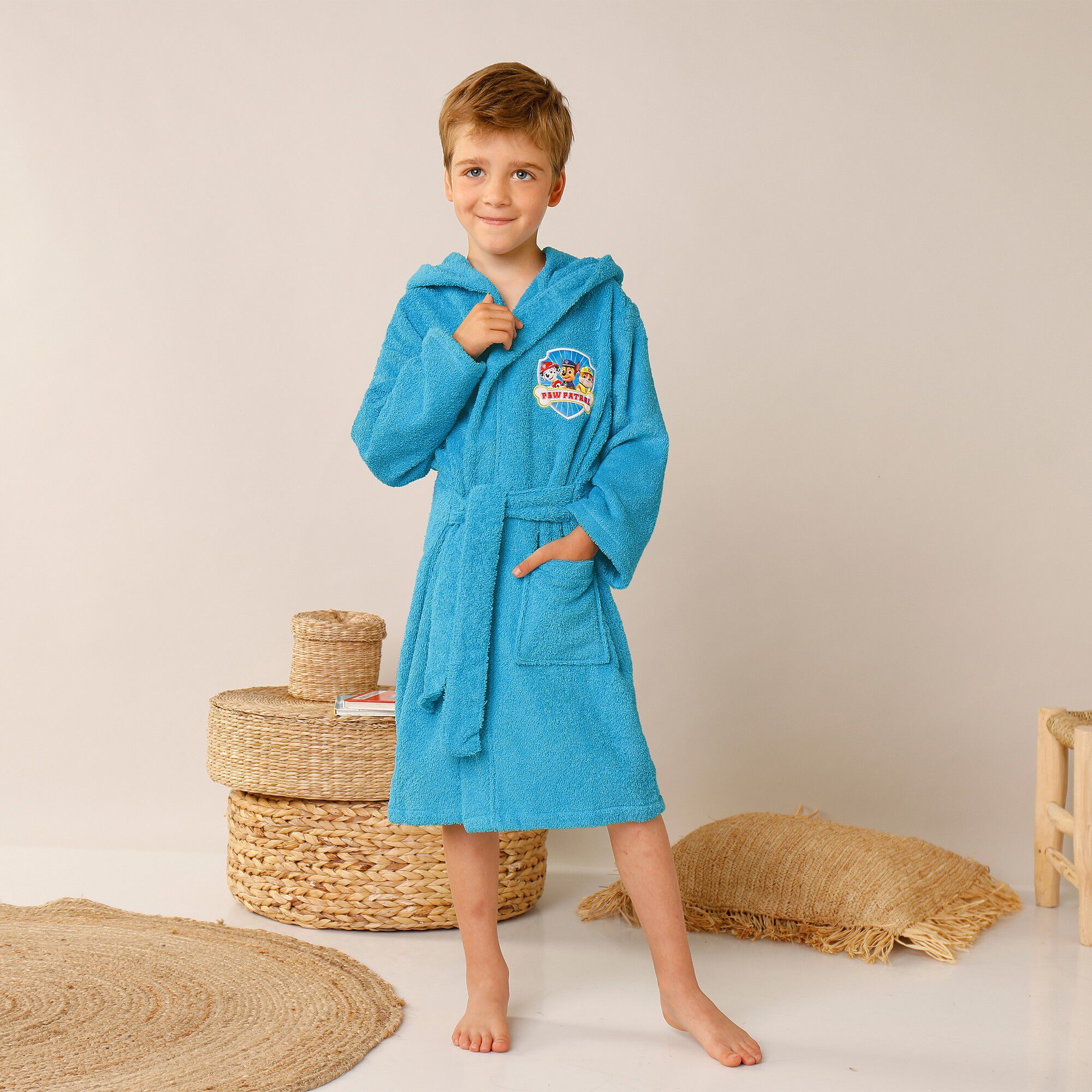 Peignoir de bain enfant Pat'Patrouille col capuche
