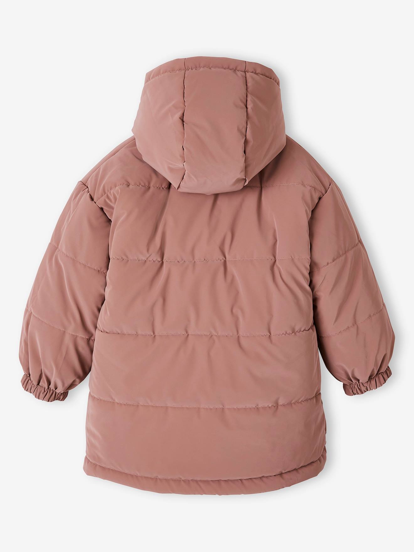 Parka à capuche réversible effet métallisé ou doudoune fille argent