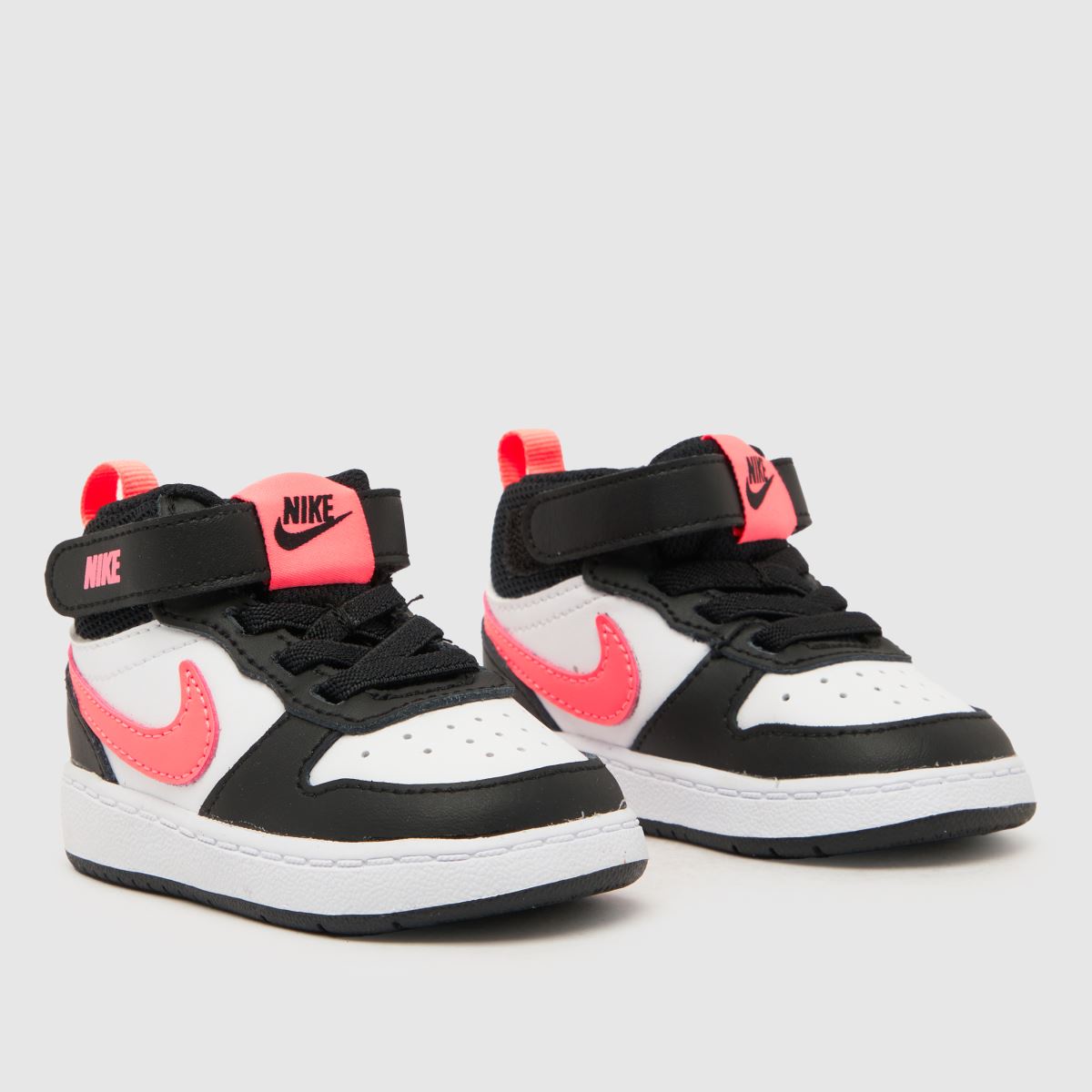 Nike vita och svarta Court Borough Mid 2 flickor småbarnsskor