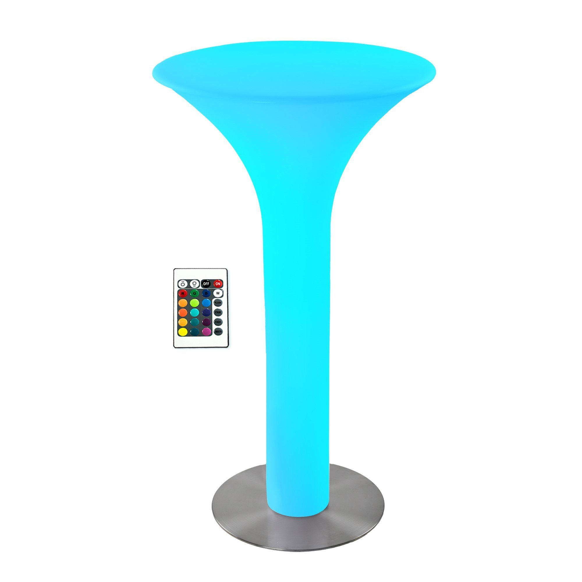 wuuhoo Stehtisch Stehtisch LED beleuchtet mit Akku für Innen+Außen, Cocktailtisch mit 16 Farben I Farbwechsel mit Fernbedienung I Witterungsbeständig für Innen und Außen I Gartendeko und Eventdekoration