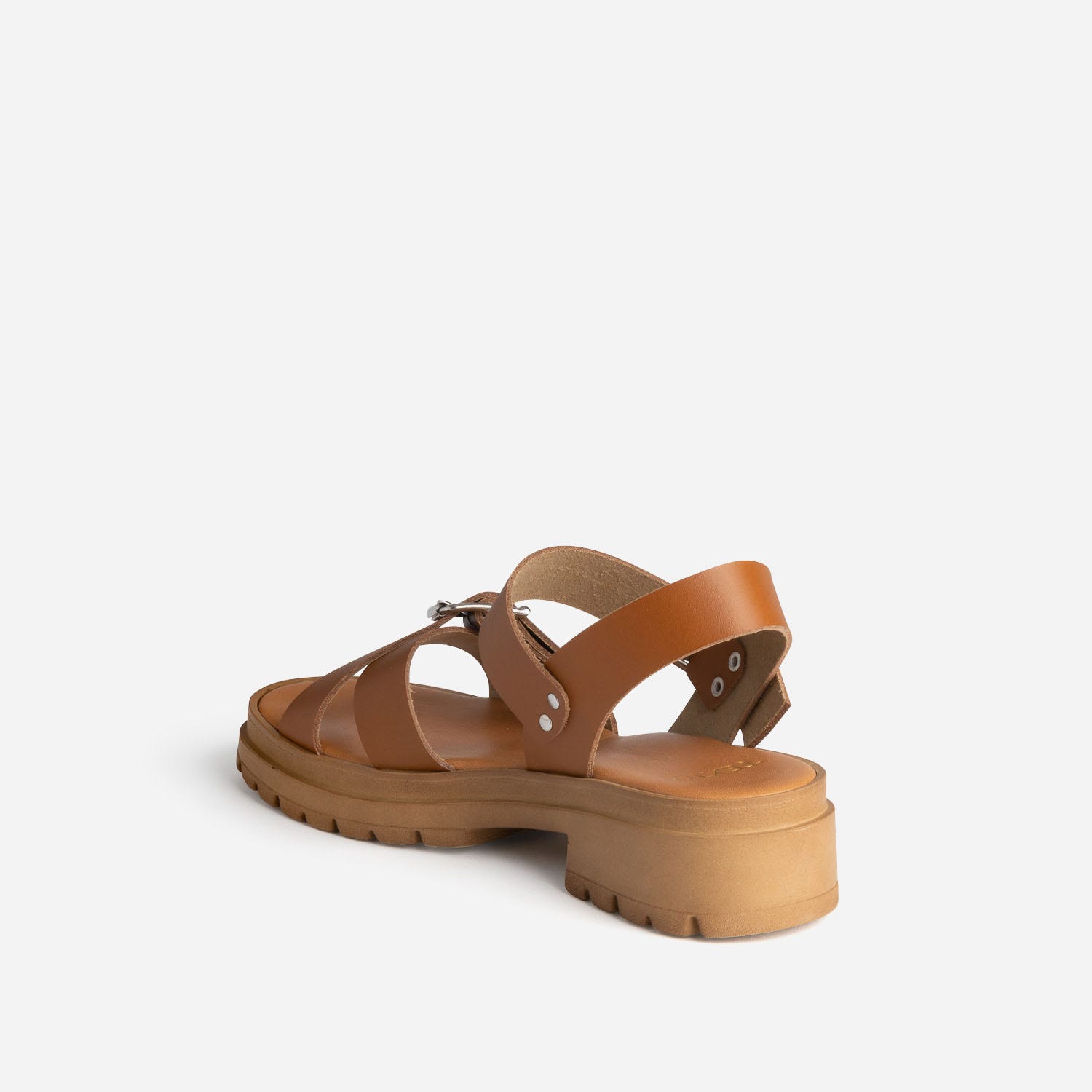 Sandale TEXTO camel en cuir à semelle crantée