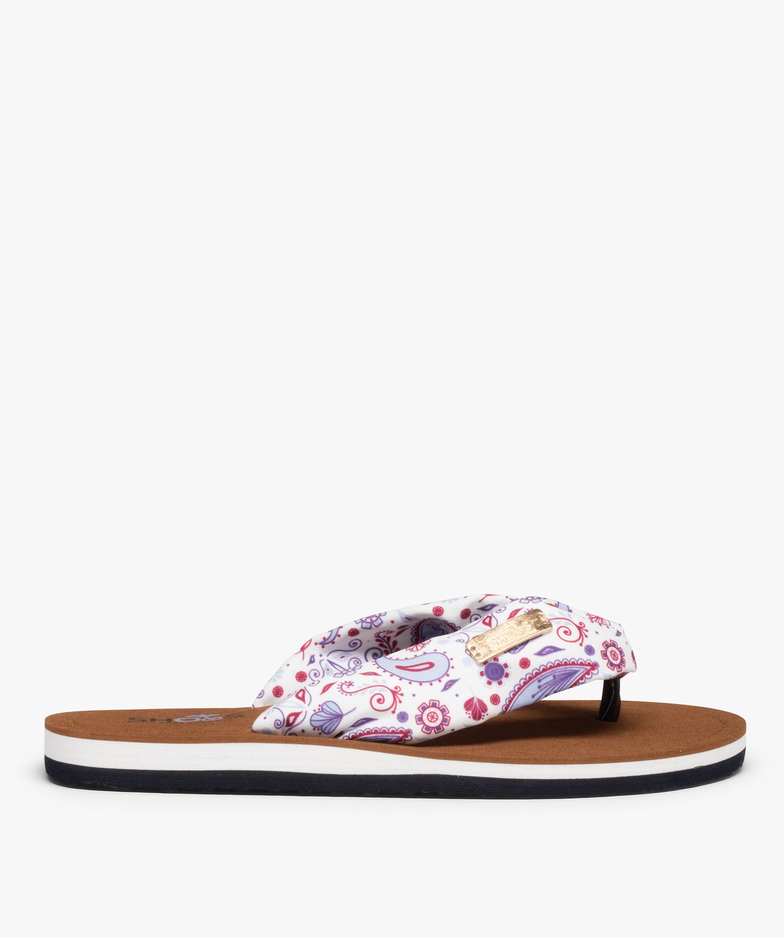 Tongs femme à brides en tissu imprimé – Shoes By LTDC blanc | GEMO