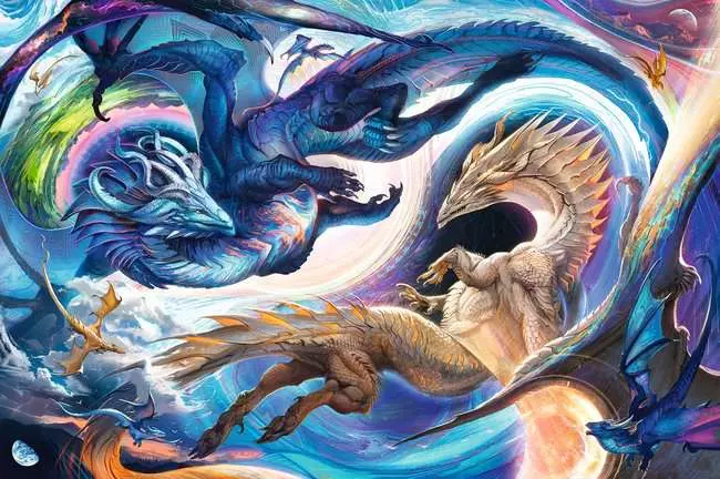 Puzzle 5000 Teile - Gigantisches Drachenfest zur Tages- und Nachtstunde