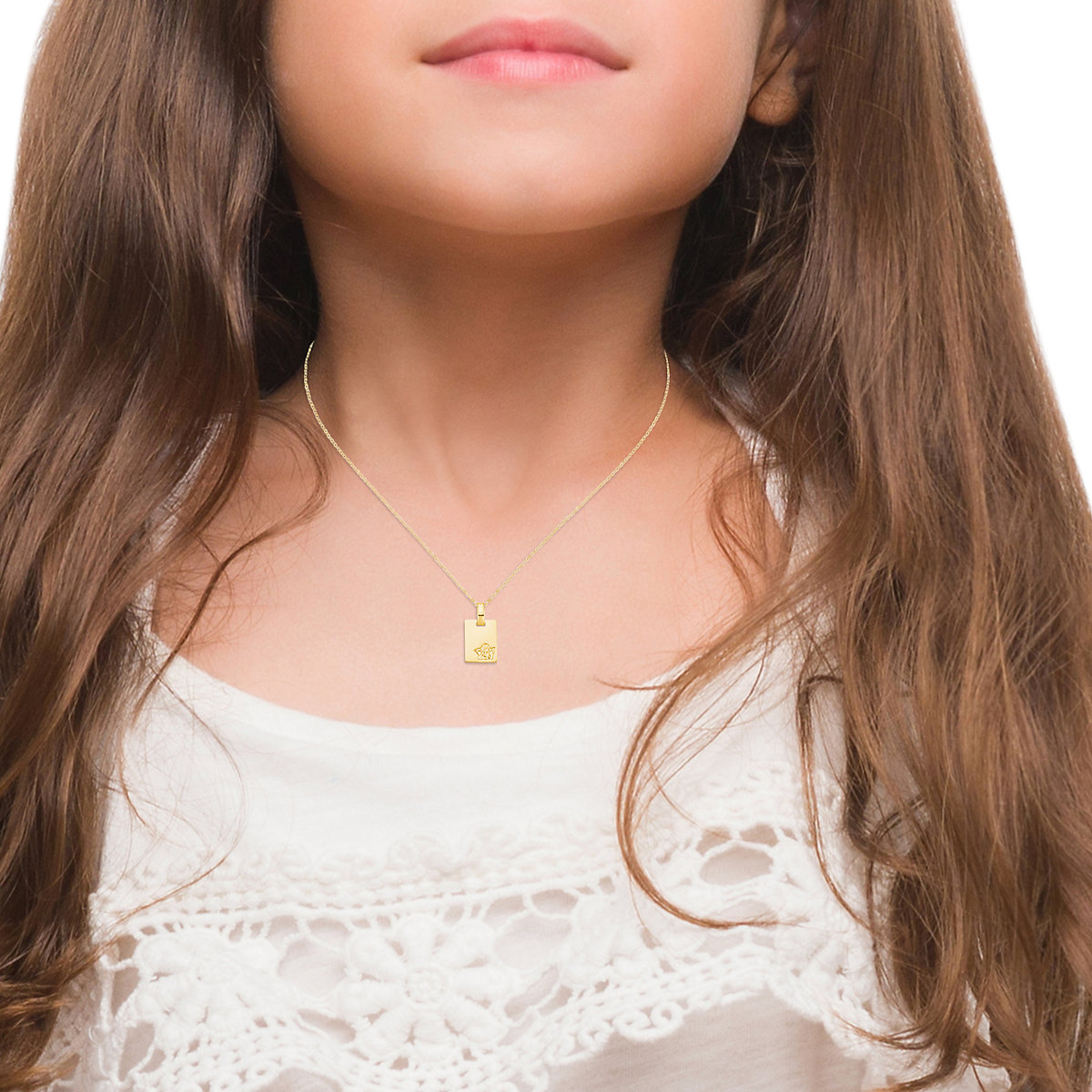 Kette mit Anhänger für Mädchen, Gold 375 | Engel Halsketten für Mädchen