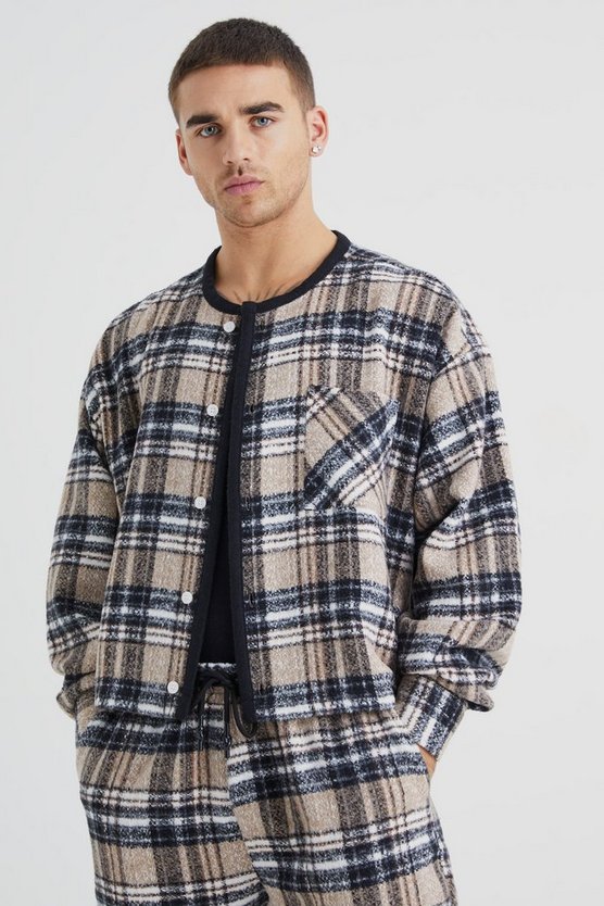 Karierte kastige Bomberjacke & Hose mit geradem Bein