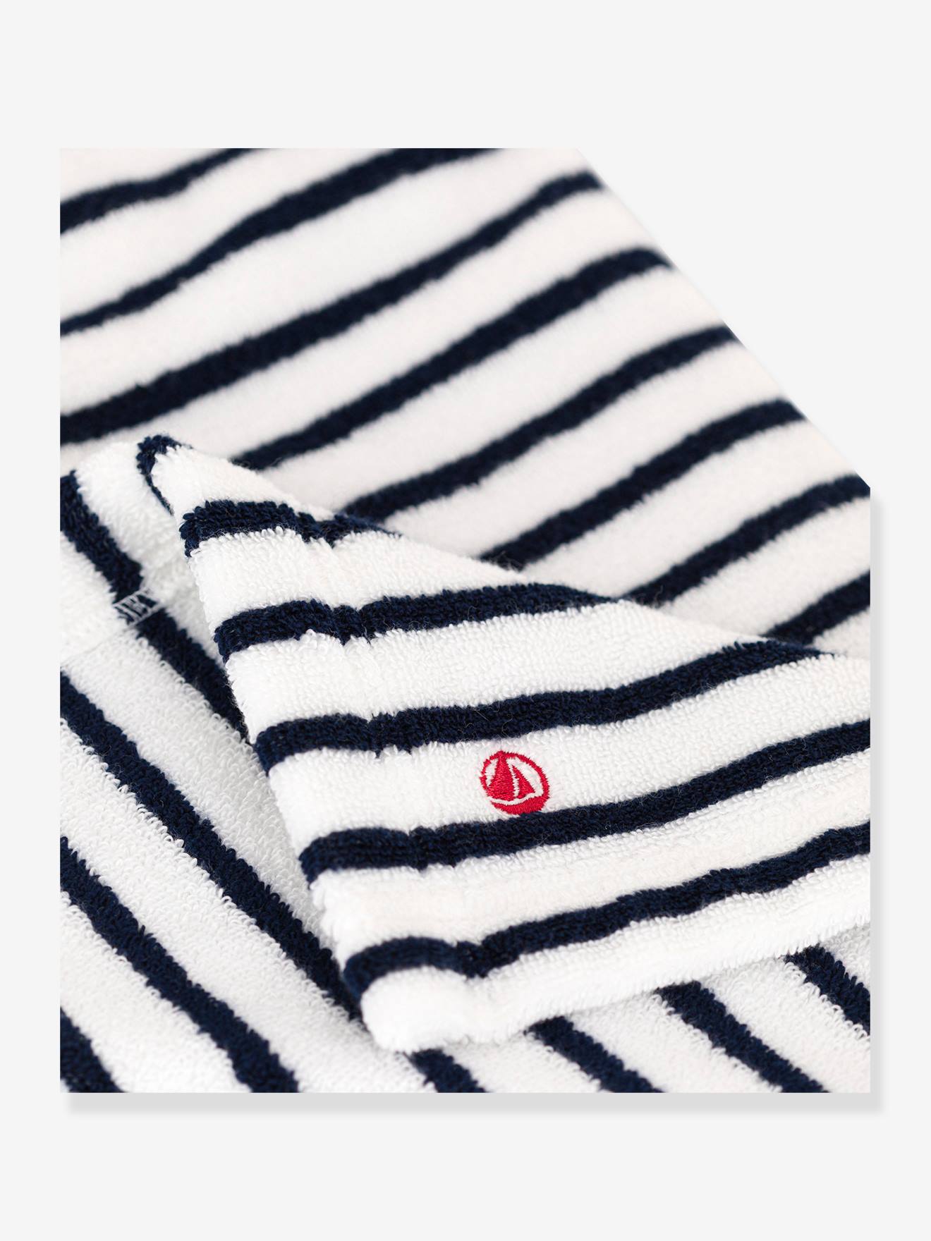 Cape de bain en éponge Rayures PETIT BATEAU blanc imprimé