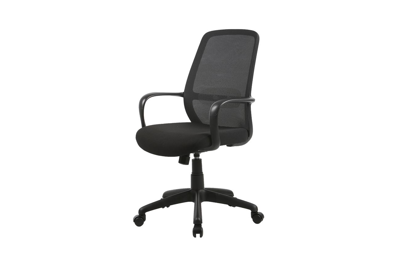 byLiving SMESH Chefsessel, Kunststoff schwarz, Mesh-Webstoffbezug schwarz