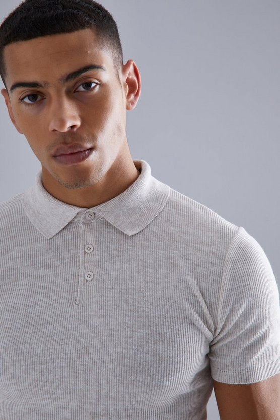 Kurzärmliges geripptes Muscle-Poloshirt