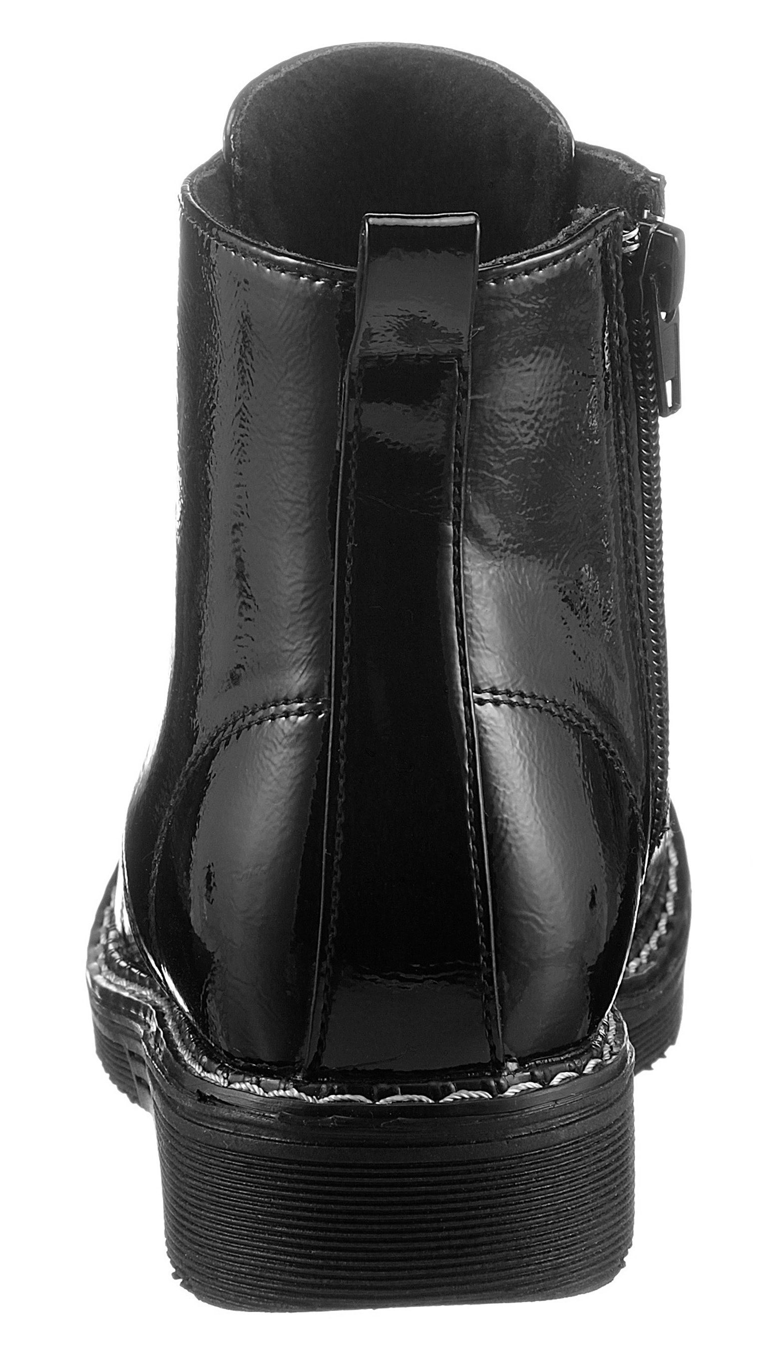 KIDSWORLD Schnürstiefel in glänzender Lack-Optik