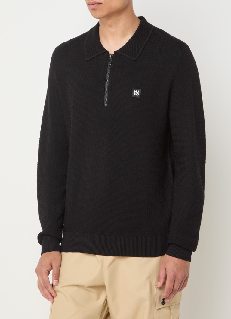HUGO BOSS Sastoon fine knit sweater in wool blend with half zip