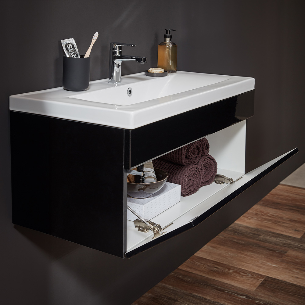 Home Deluxe Badmöbel WANGEROOGE BIG 80 cm S - schwarz