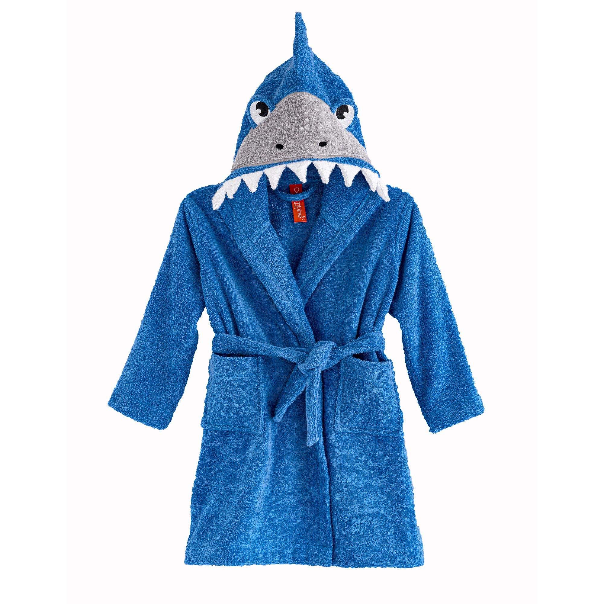 Peignoir de bain enfant requin éponge coton
