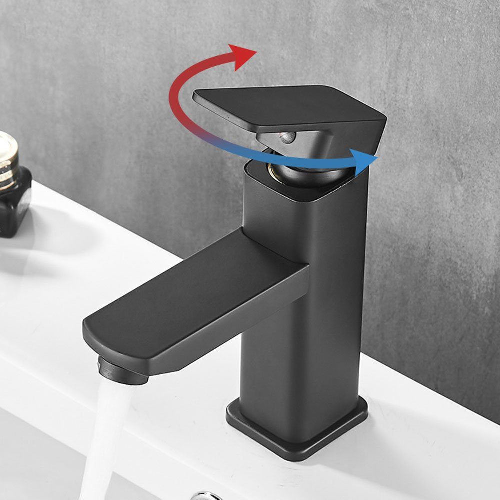 Runxizhou Waschtischarmatur Wasserhahn Bad Schwarz, Rostfreier Stahl Waschbecken Armaturen (1-St)