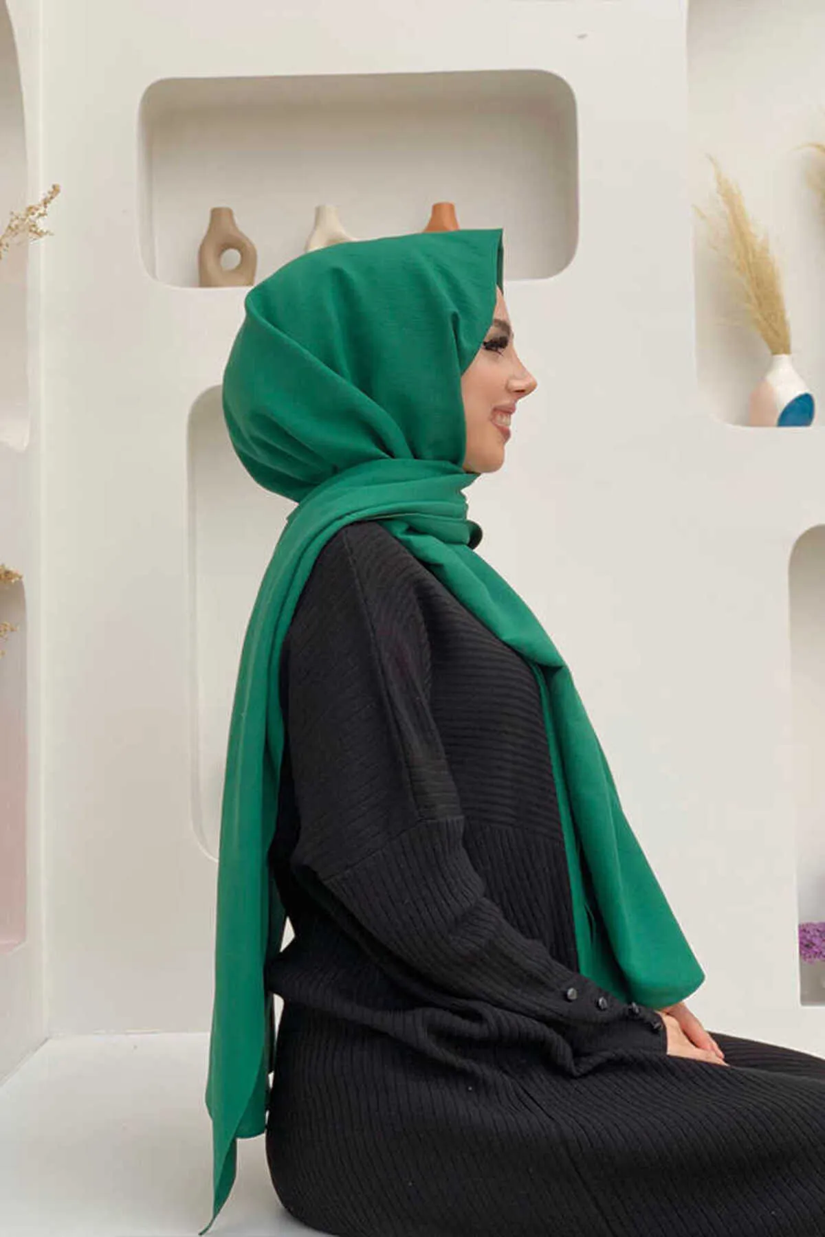 Bym Fashion  2051 Jazz-Schal aus Baumwolle, Smaragd