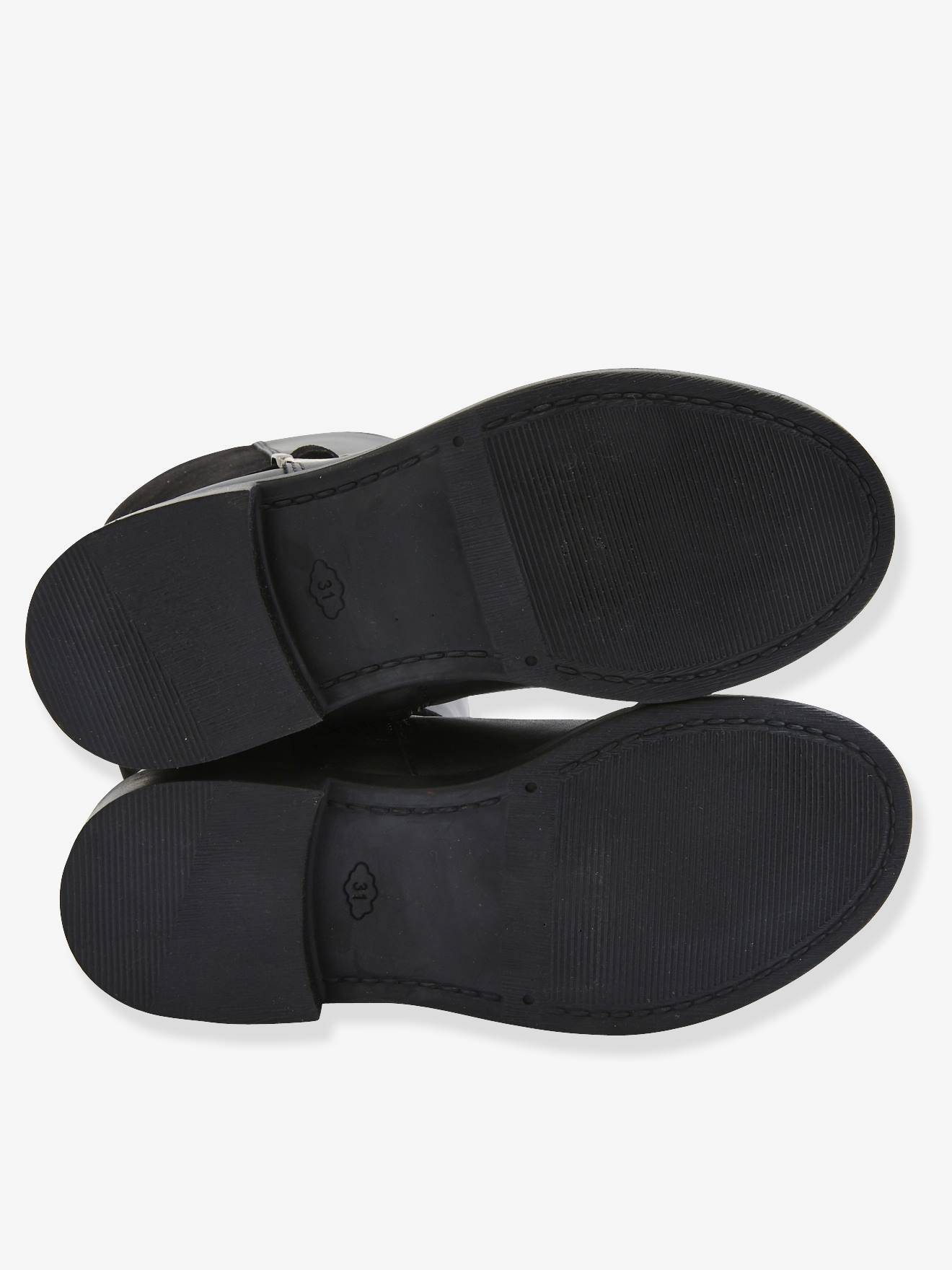 Bottes cavalières fille en cuir noir
