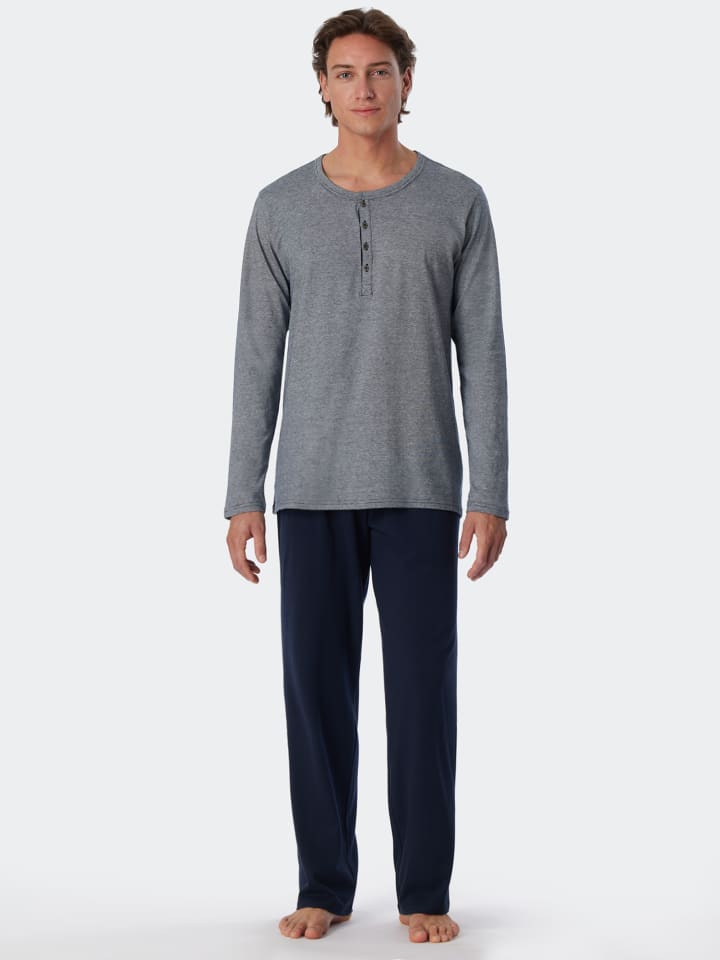 Schiesser Pyjama Ebony in Blau günstig kaufen
