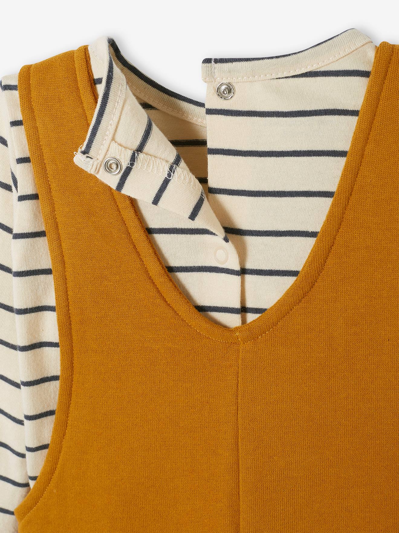 Vertbaudet Baby Set MON TRÉSOR: Shirt & Latzhose, personalisierbar Oeko-Tex - graublau