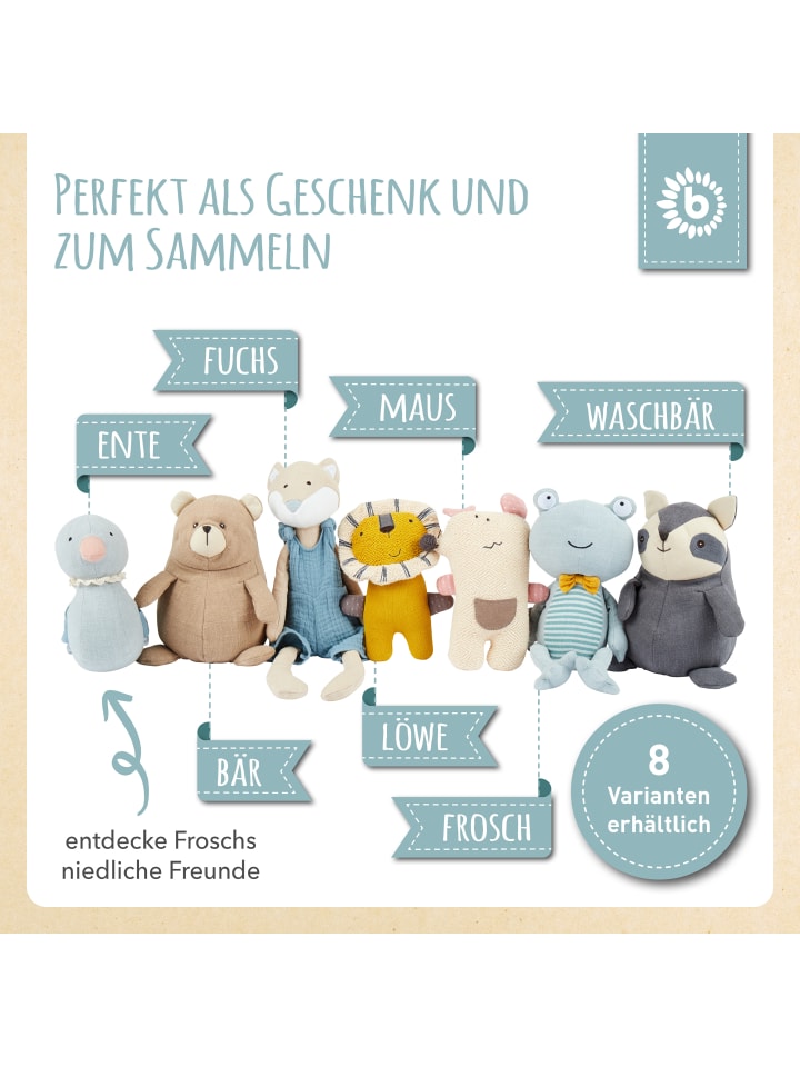 Bieco Spielwaren Kuscheltier aus Leinen & Musselin Frosch - ab Geburt in Blau günstig kaufen onesize