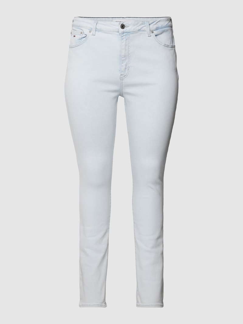 PLUS SIZE High Rise Jeans mit Logo-Stitching Modell 'MELANY' in jeans