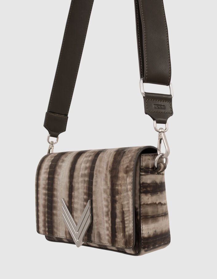 Le sac 111 en cuir kaki imprimé tie and dye Femme