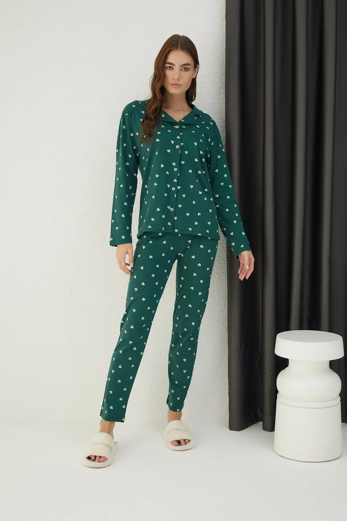 ELİTOL  Pyjama-Set aus Baumwoll-Lycra mit Knöpfen