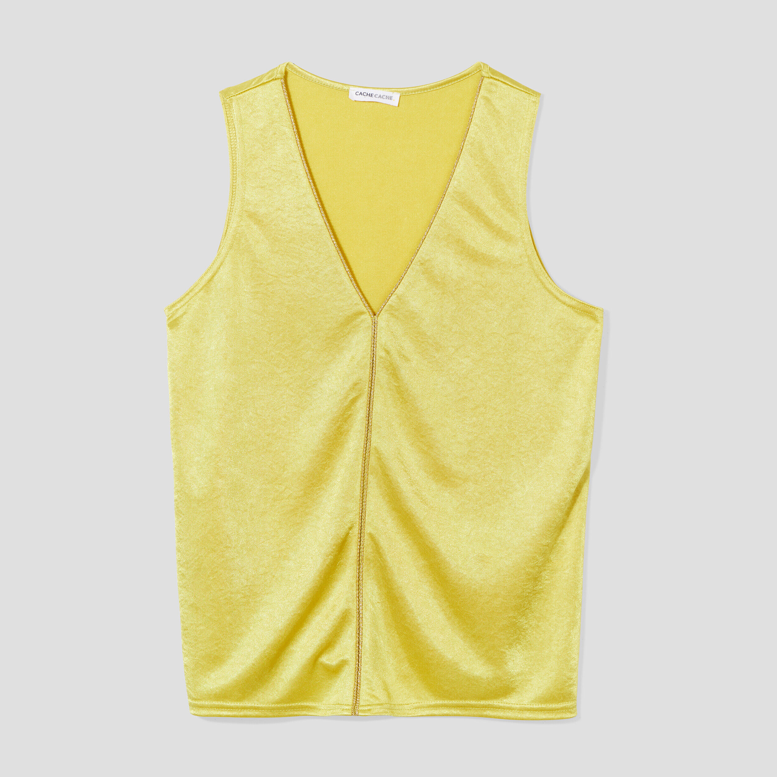 Blouse sans manches satin vert fluo femme | Cache Cache