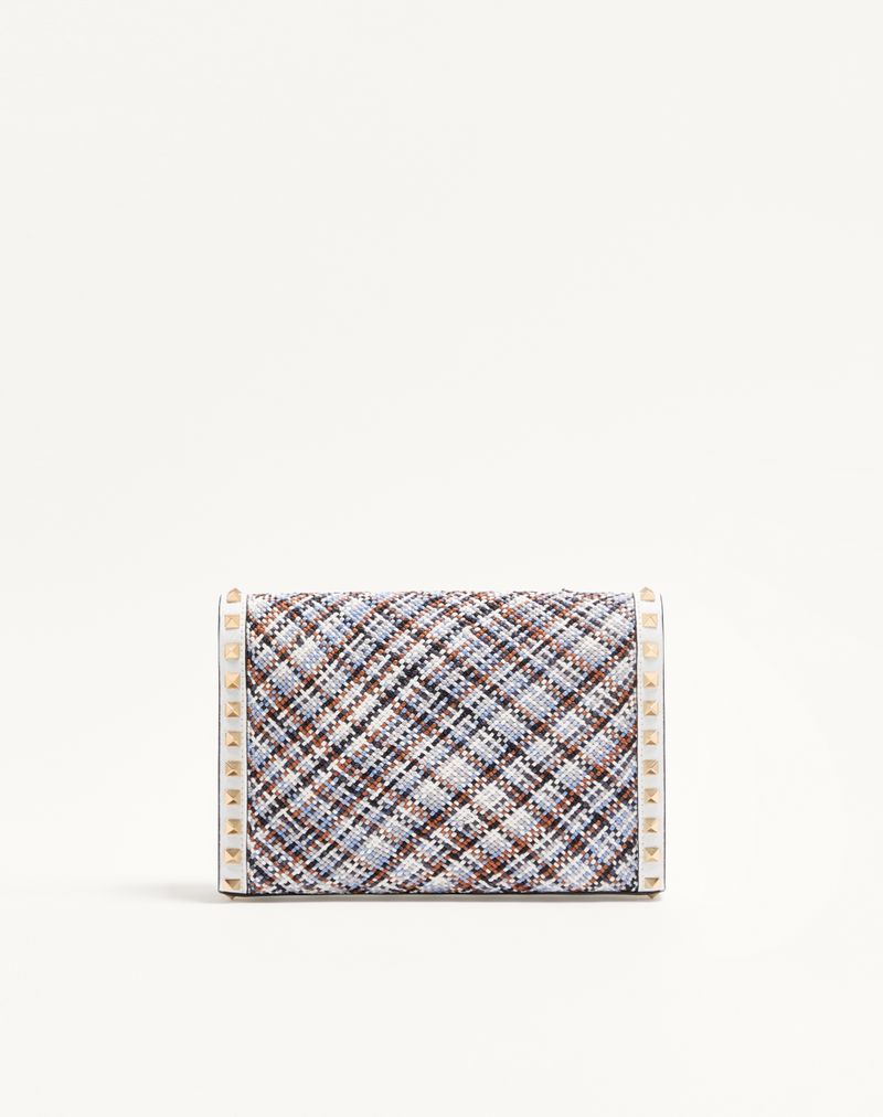 Bolsa de ombro pequena Valentino Garavani Rockstud em tecido trançado
