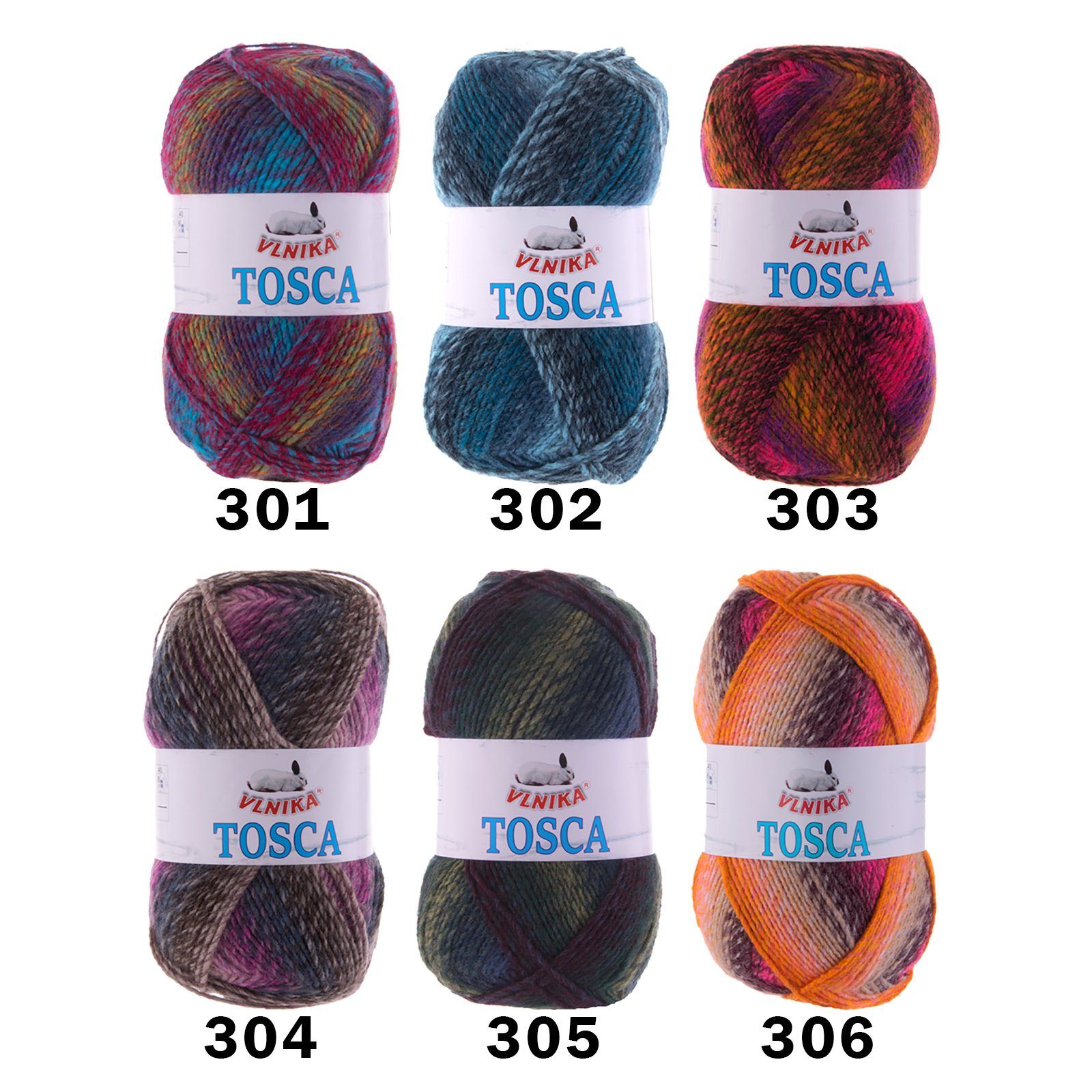 VLNIKA 100g Strickgarn Tosca Häkelwolle, 306 mehrfarbig