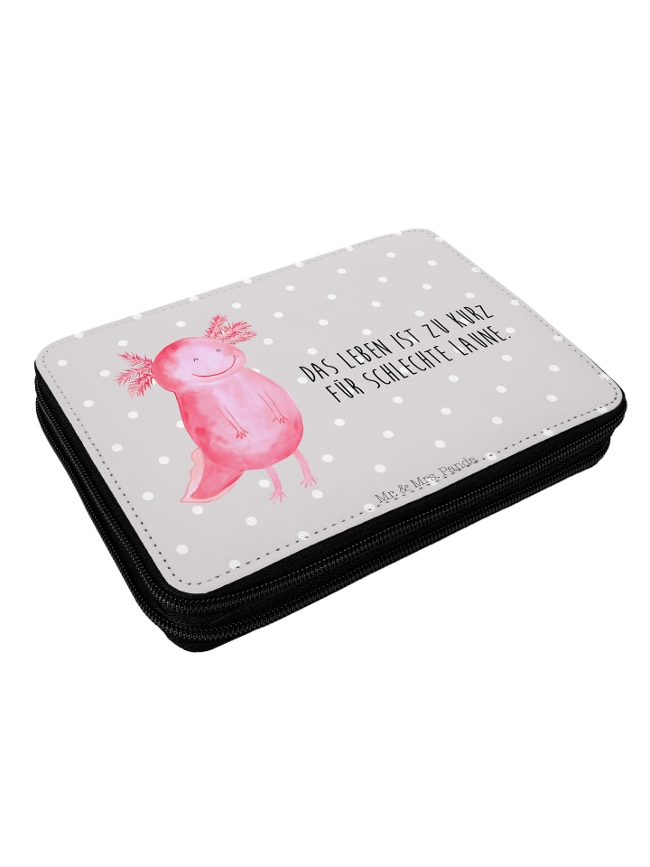 Mr. & Mrs. Panda Federmappe Axolotl Glücklich mit Spruch in Grau Pastell günstig kaufen onesize
