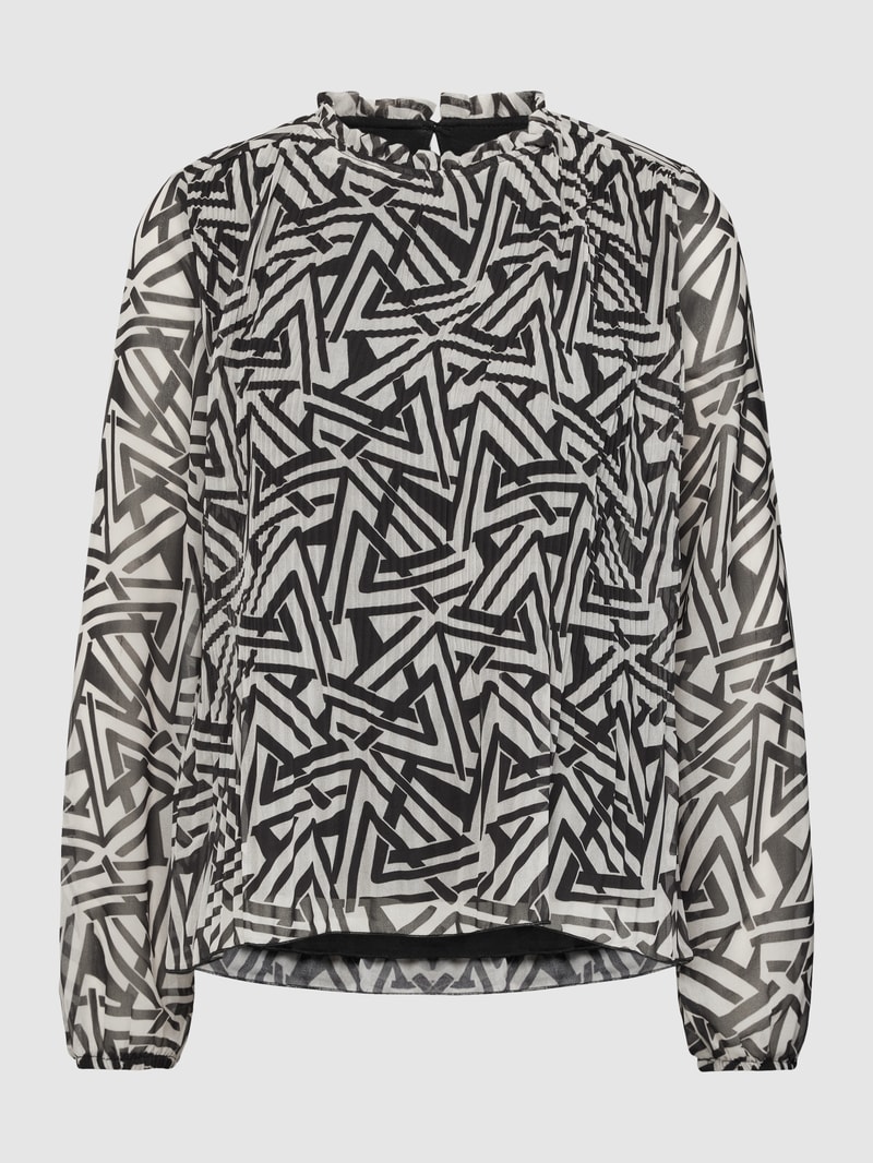 Bluse mit Allover-Muster in schwarz