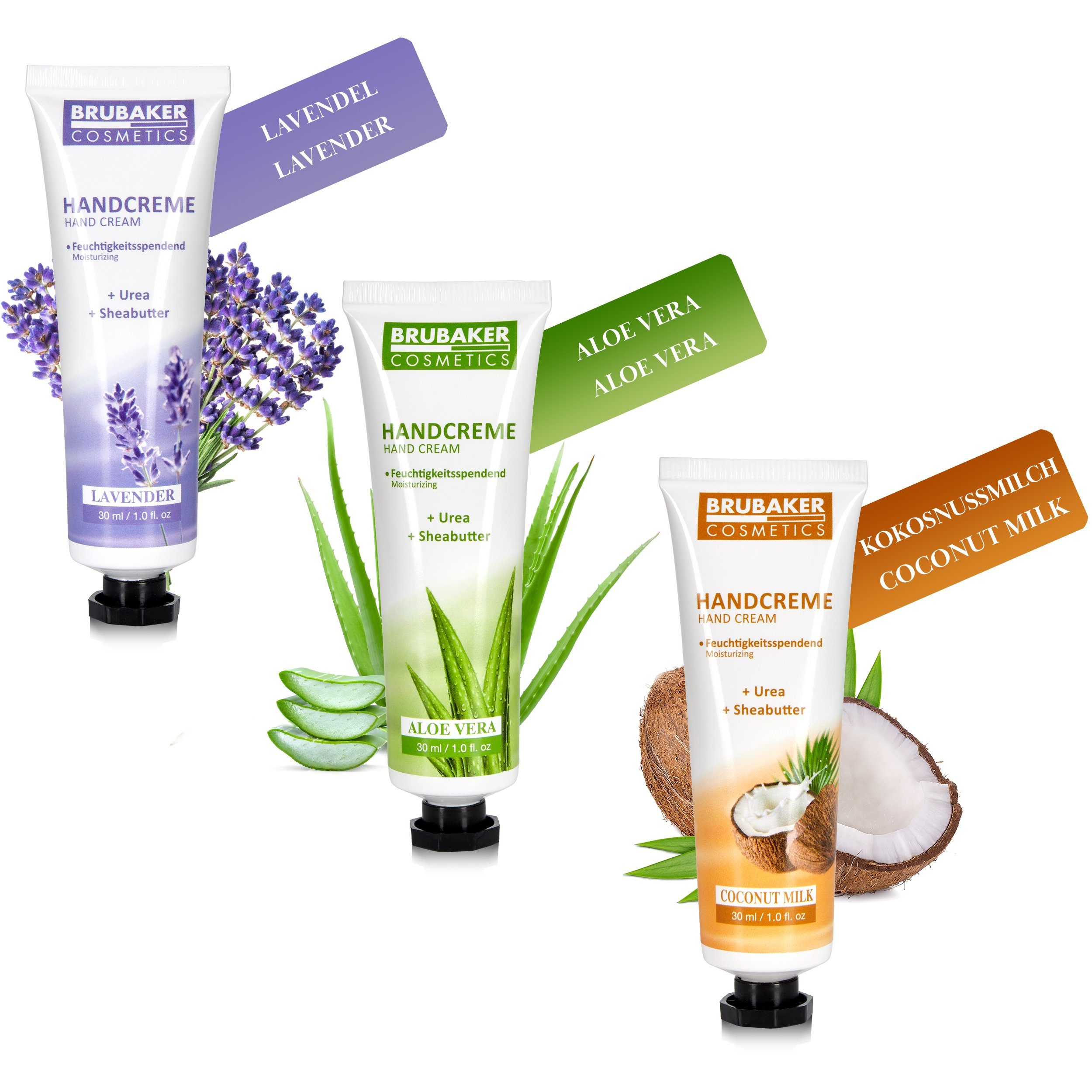 BRUBAKER Handcreme Pflegecreme Geschenkset für trockene raue rissige Hände - Hand Cream Feuchtigkeitscreme mit Urea und Sheabutter - Geschenk Set für Frauen und Männer, 6-tlg., feuchtigkeitsspendende Handpflegecreme Handpflege