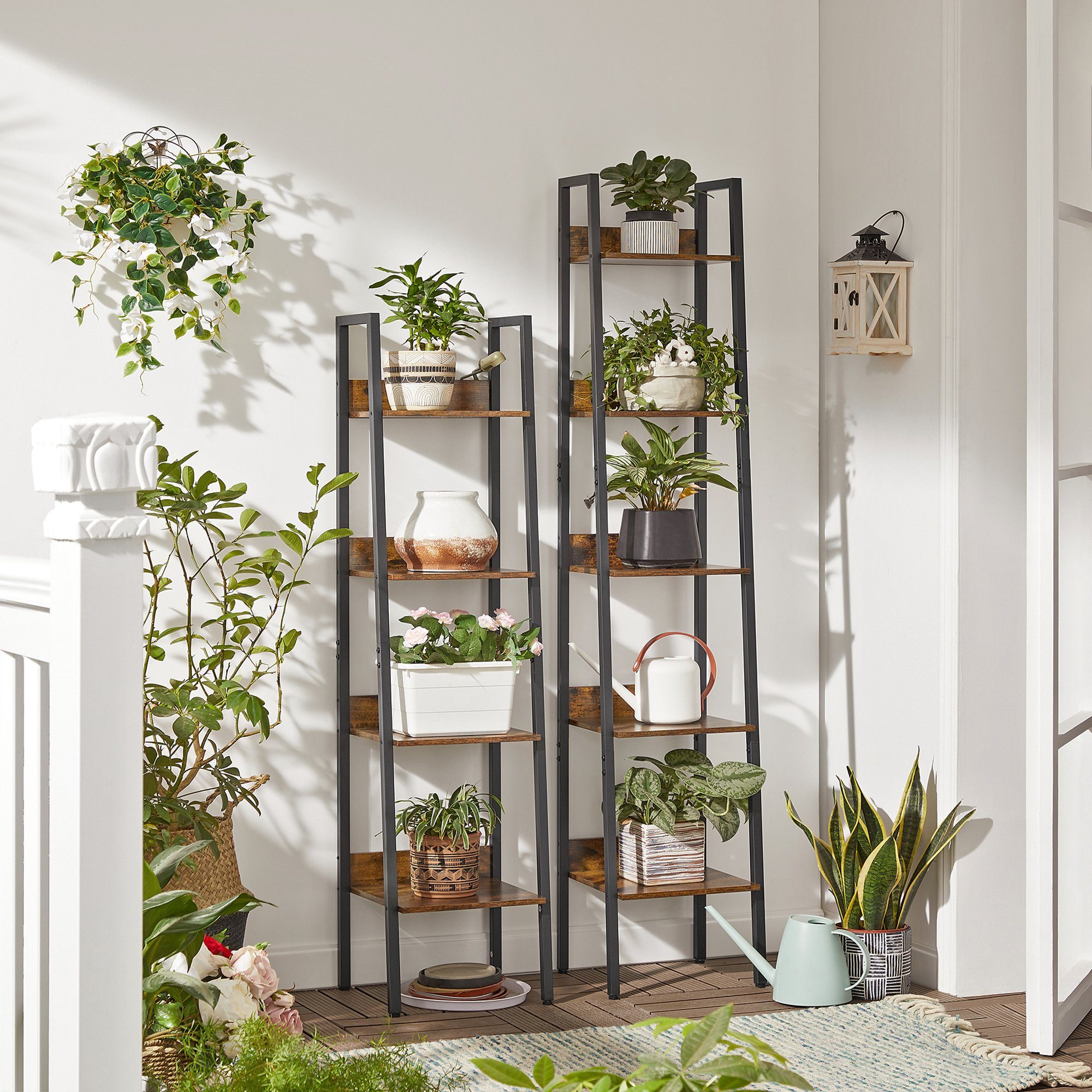VASAGLE Standregal, Bücherregal, Leiterregal, 140/170 cm, Industrie-Design