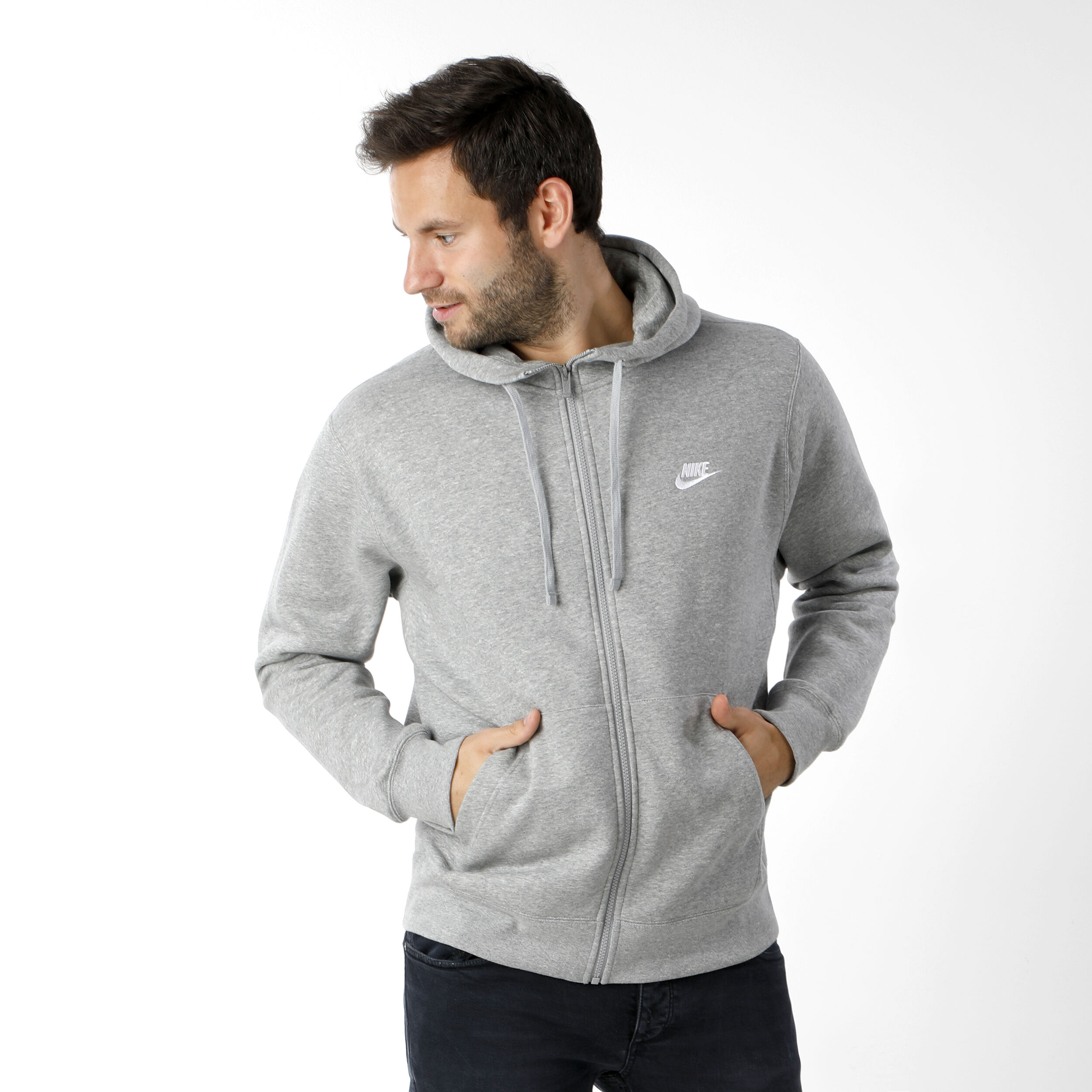 Sportswear Club Sweatjacke Herren - Hellgrau, Weiß