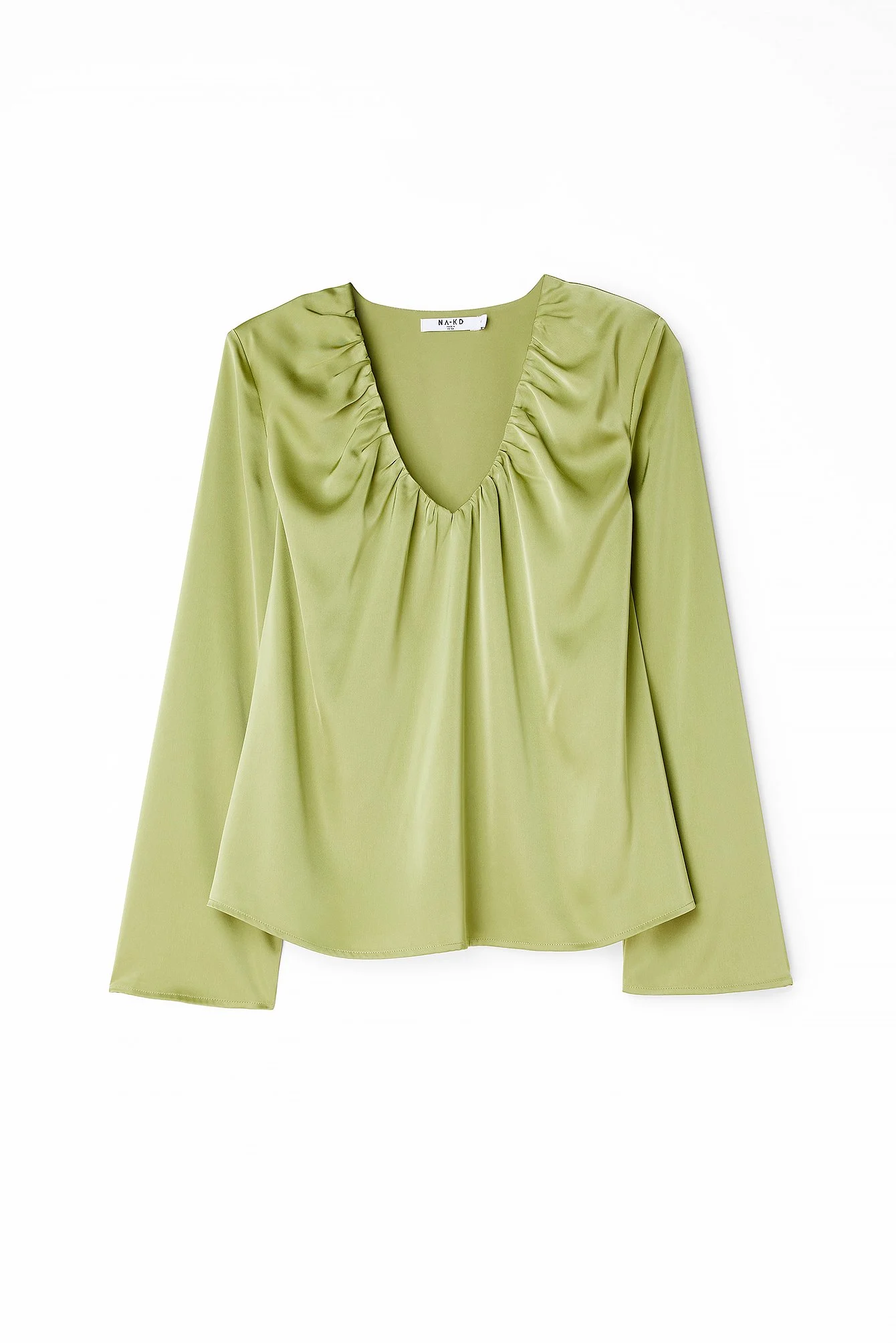 Satinbluse mit gerüschtem Ausschnitt