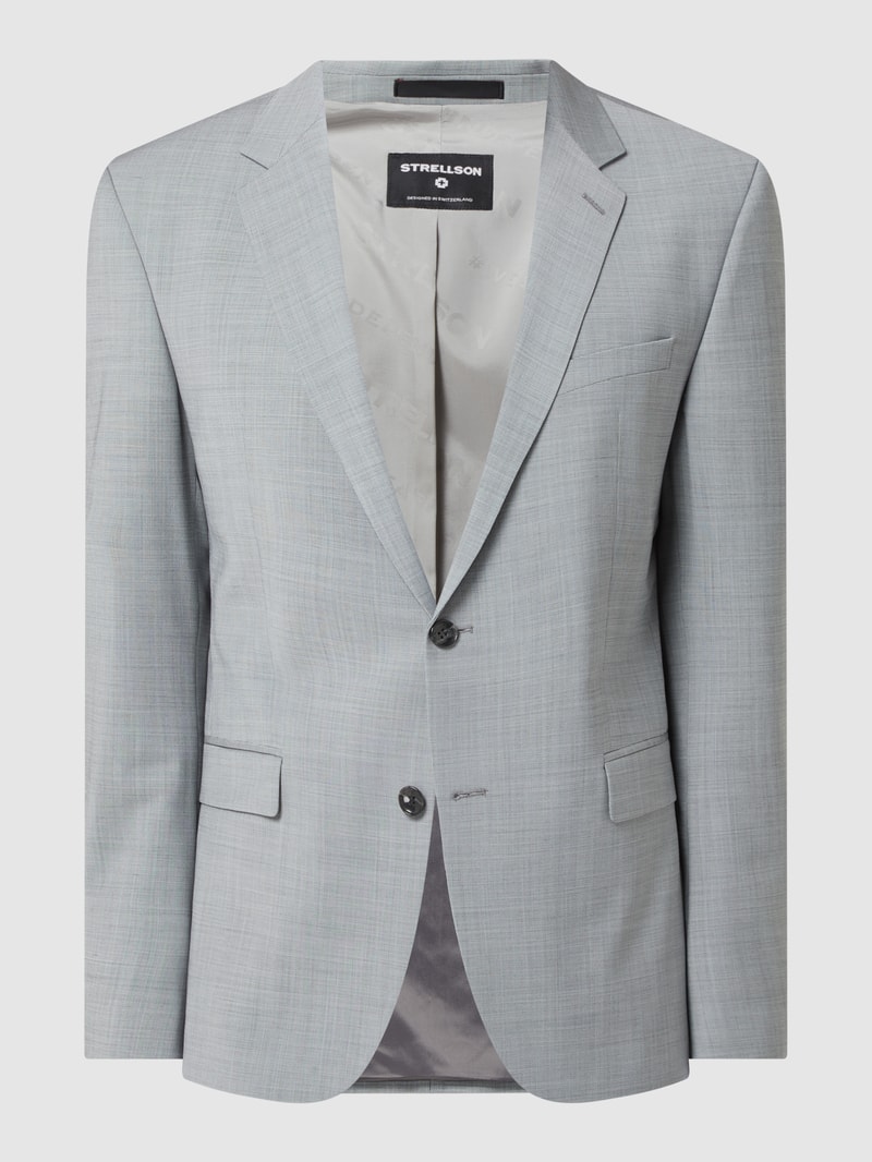 Slim Fit 2-Knopf-Sakko mit Stretch-Anteil Modell 'Aidan' in hellgrau