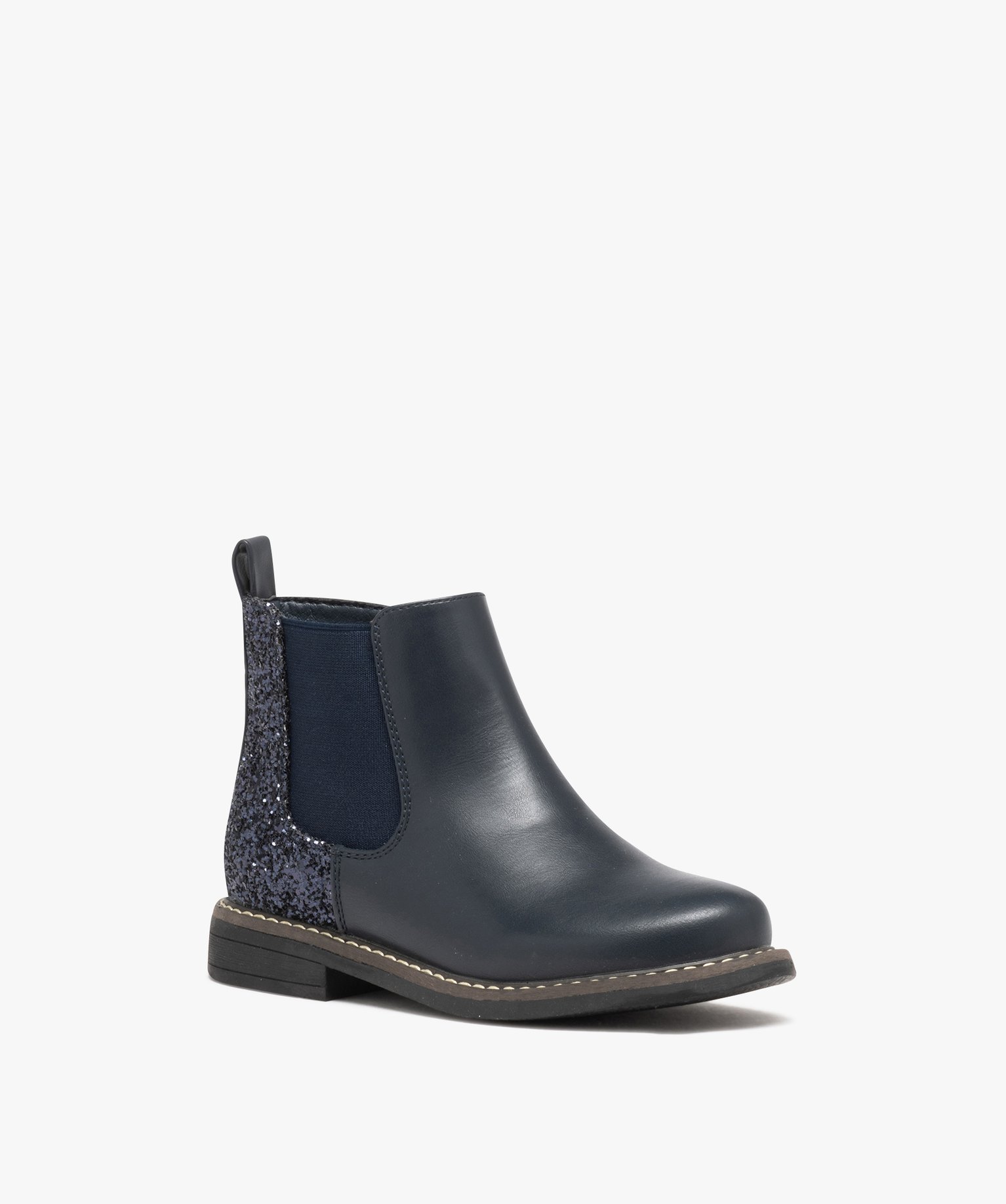 Boots fille unies style Chelsea à strass marron | GEMO