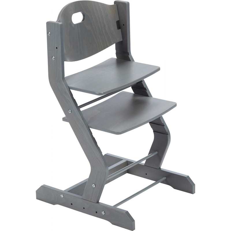 Chaise haute avec plateau gris
