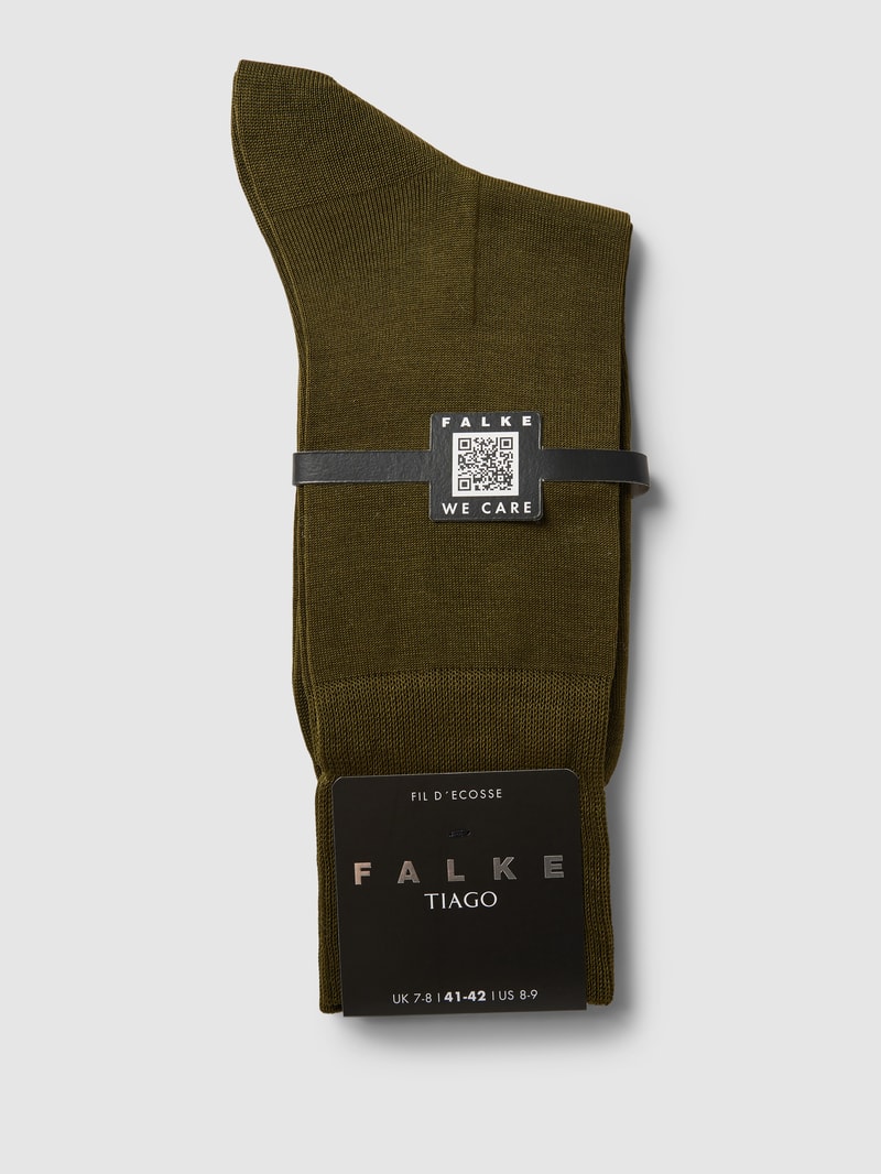 Socken mit Label-Print Modell 'Tiago' in dunkelgrün