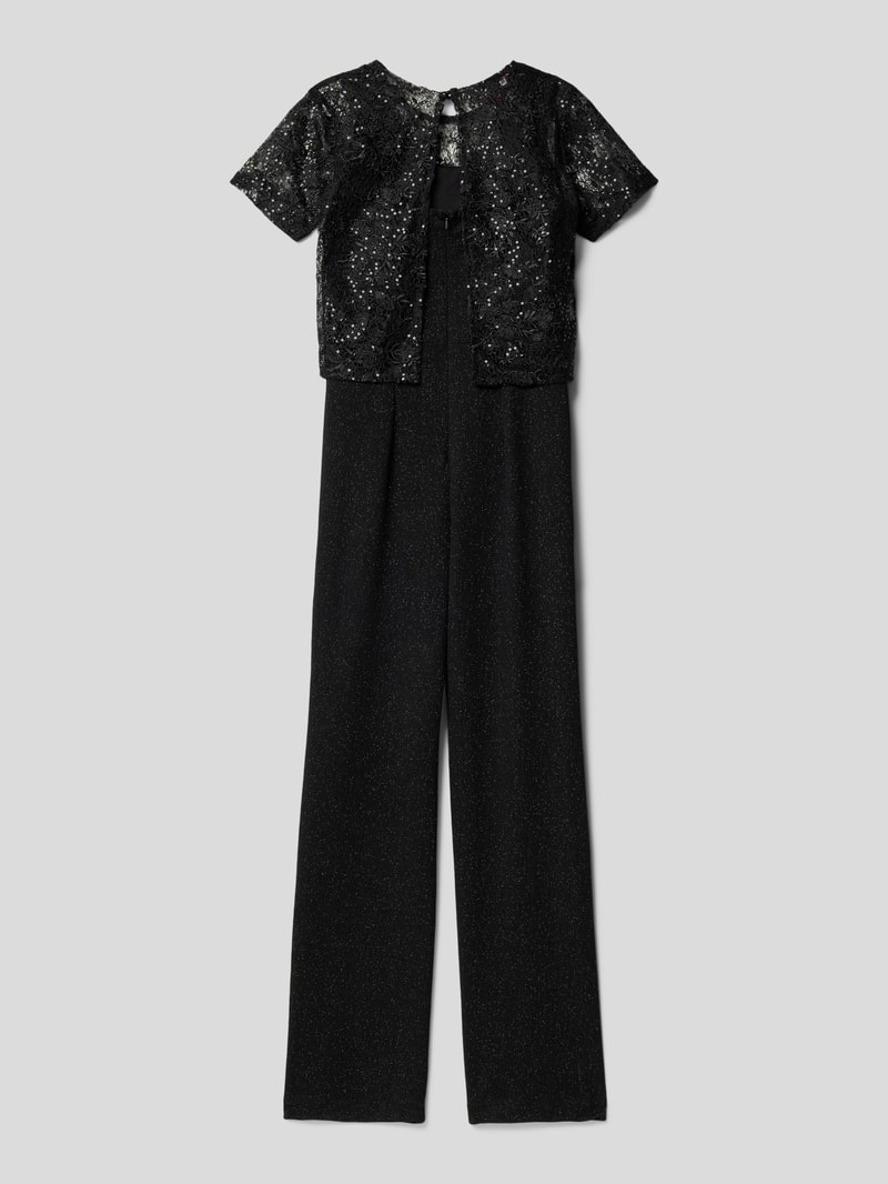Jumpsuit mit Effektgarn in schwarz