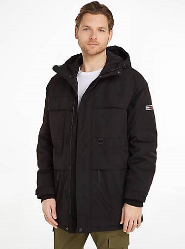TOMMY-JEANS Herren Jacke mit Kapuze TJM TECH PARKA wattiert