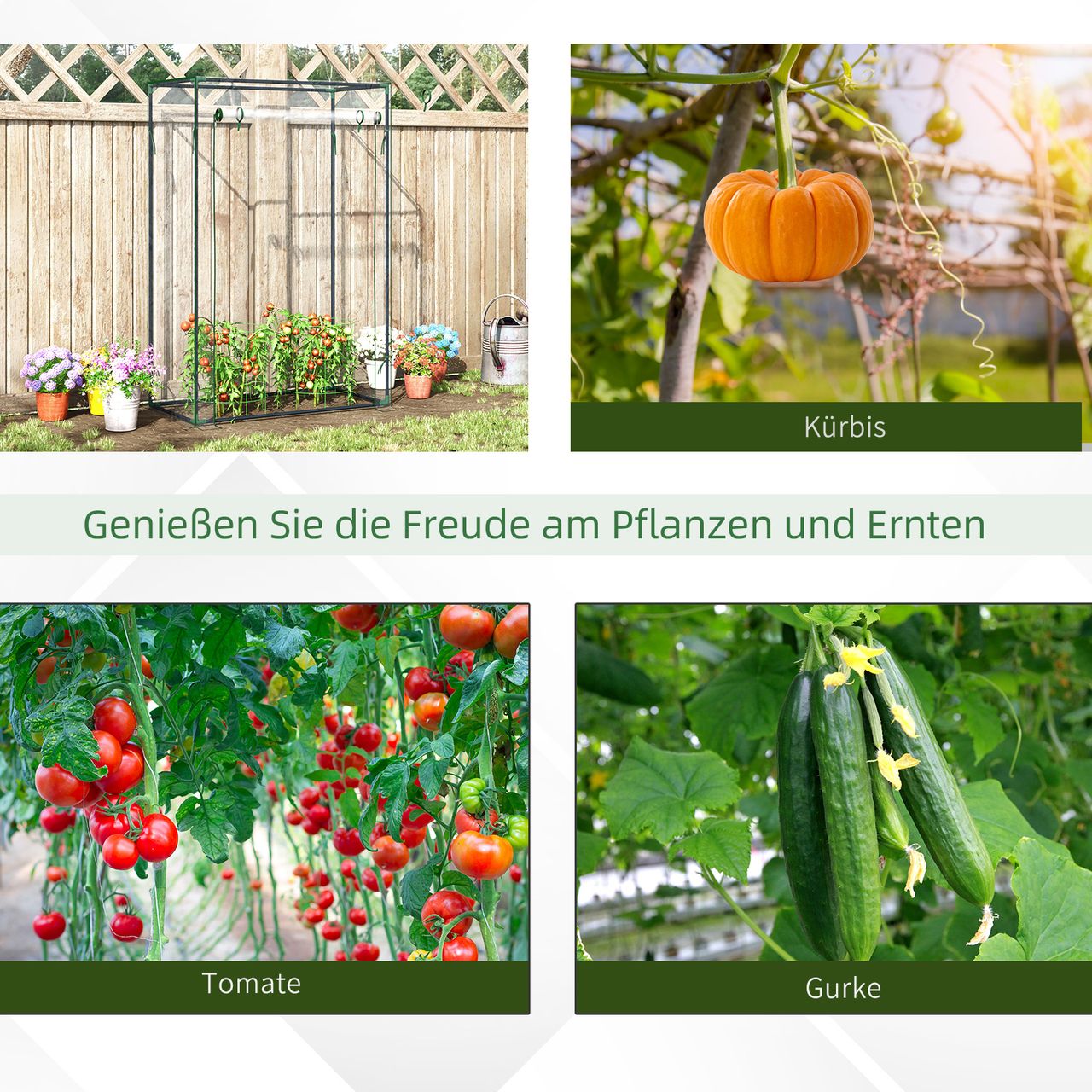 Outsunny Gewächshaus Treibhaus Frühbeet mit Tür zum Aufrollen Stahl