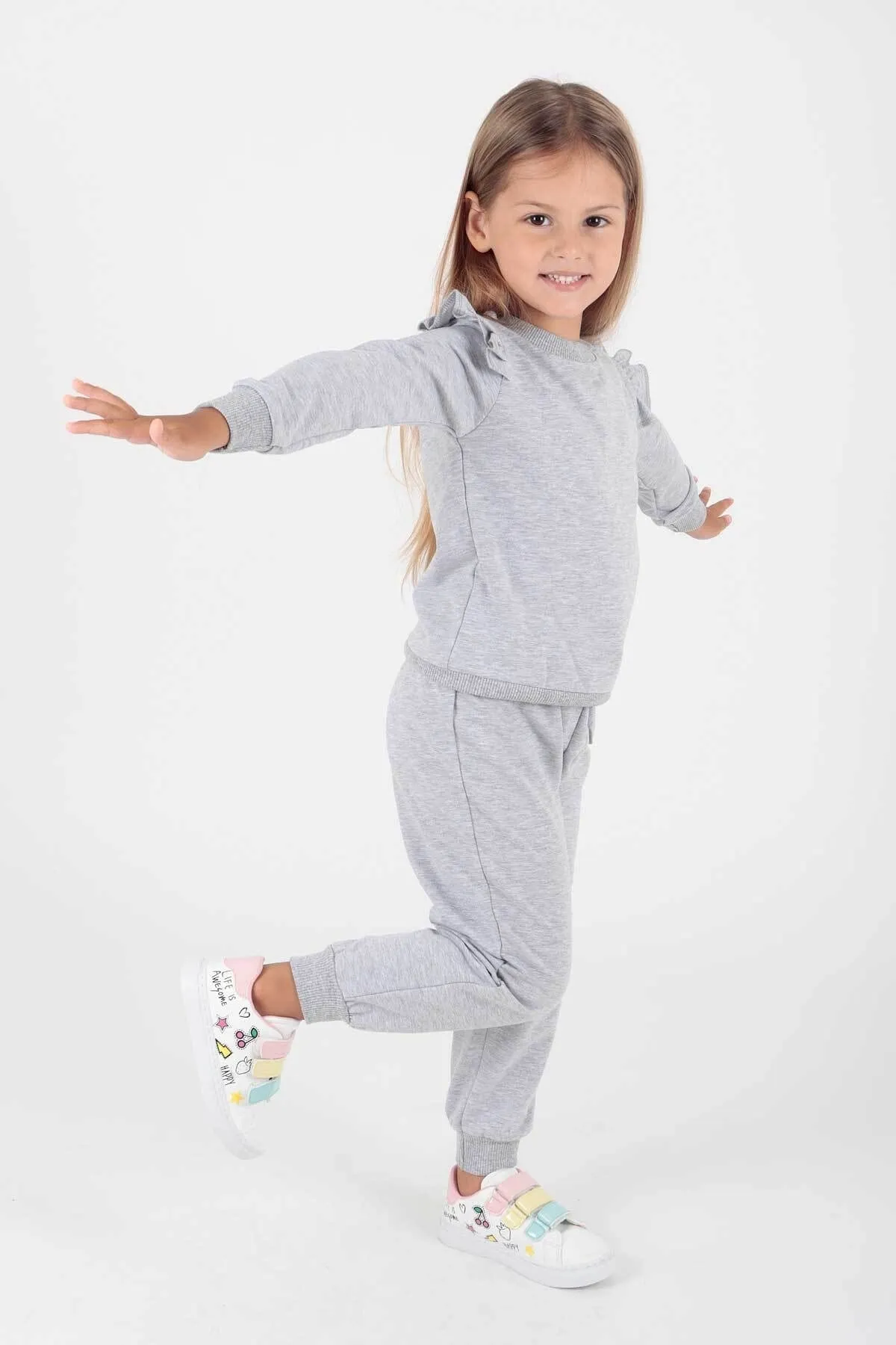 AHENGİM  Rüschen-Trainingsanzug-Set für Mädchen Ak2203