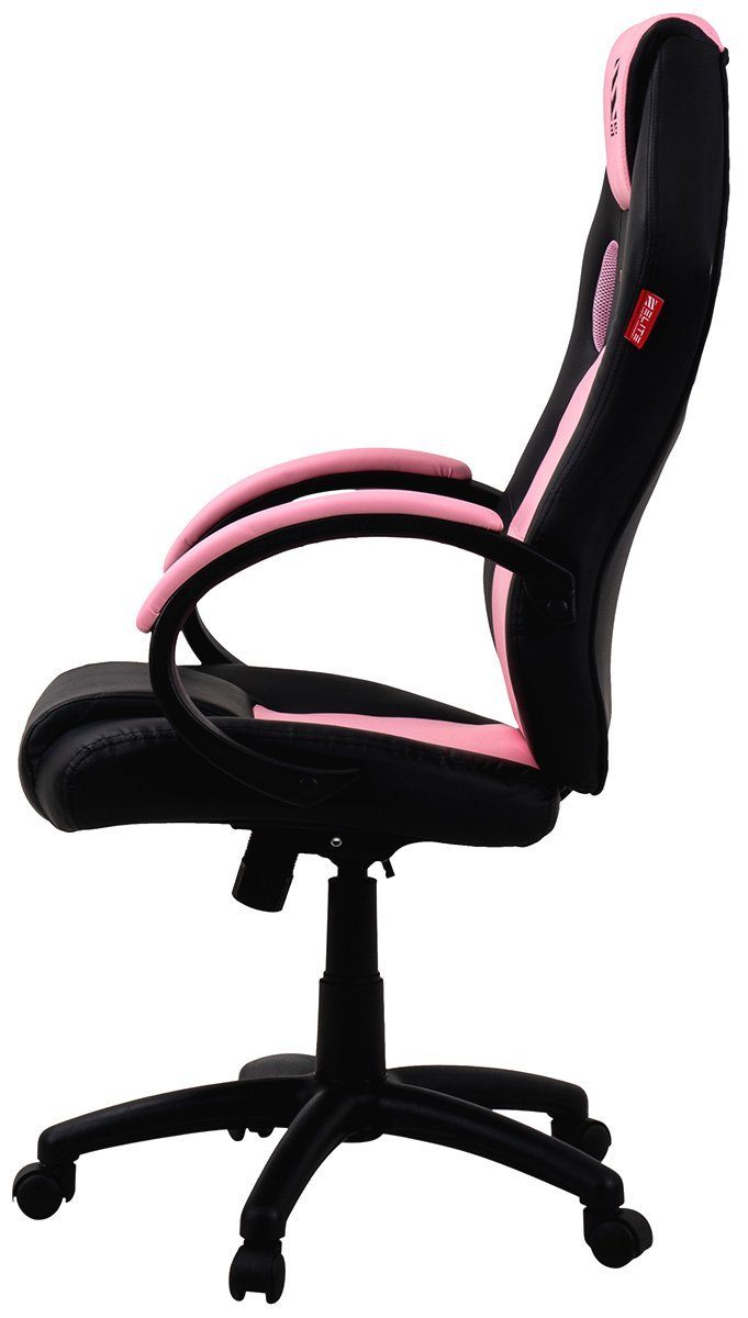 ELITE Gaming Gaming-Stuhl Ergonomischer Gamingstuhl Exodus Bürostuhl inkl. XXL Sitzfläche (Drehstuhl mit verriegelbare Wippmechanik, Armpolster, verstellbare Sitzhöhe, Sicherheits-Doppelrollen, 5-Stern Fußkreuz, 360 Grad horizontal drehbar, PVC Memor
