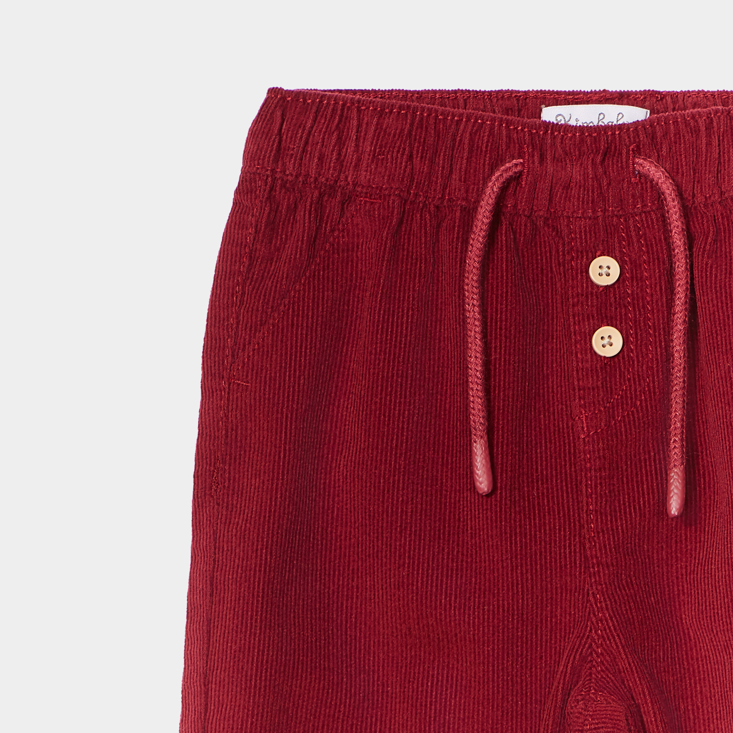 Pantalon velours 2 poches côtelé coton rouge foncé bébé garçon | La Halle